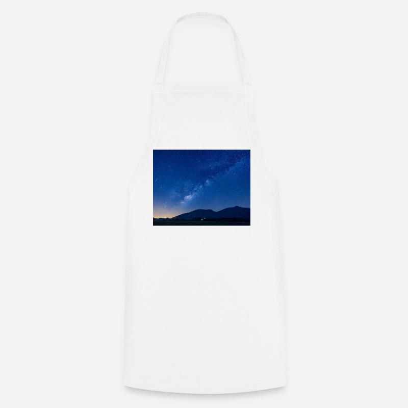 Starry Sky Night Mountain - Cooking Apron - white
