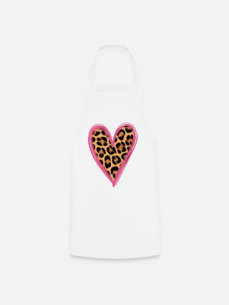Leopard Muster Herz Design - Kochschürze - Weiß