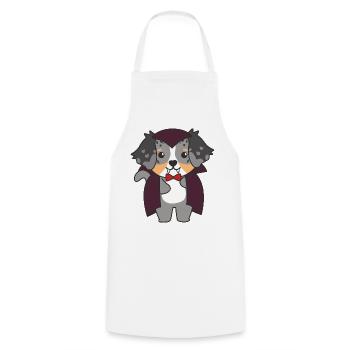 Australian Shepherd Happy Halloween Cute Vampire - Cooking Apron - white - Front - AI Model Male 185 dark (185cm)