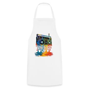 Peinture dégoulinante Boombox Rétro Hip Hop Art Throwback - Tablier de cuisine - blanc - Devant - AI Model Male 185 dark (185cm)