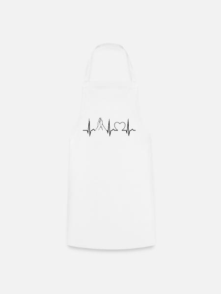 Hand + Hundepfote - High Five - Puls - EKG - Kochschürze - Weiß