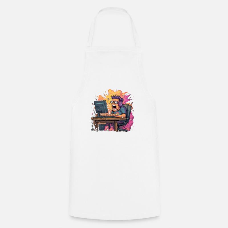 Gaming Rage Explosion – Joueur en mode Rage - Tablier de cuisine - blanc