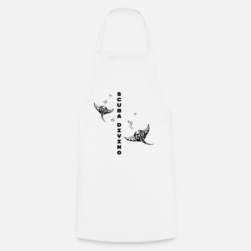Scuba Diving – Tribal Manta Ray Design - Cooking Apron - white