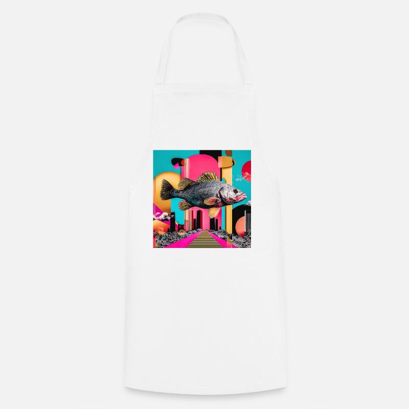 Floating Fish, Creative Collage - Cooking Apron - white