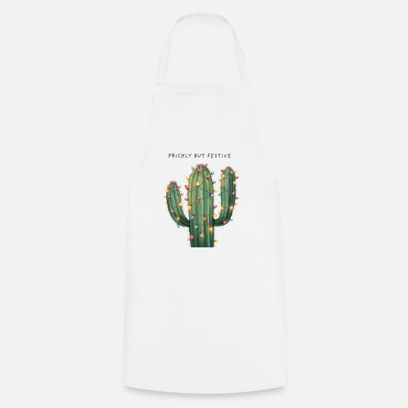 Großer Weihnachtskaktus – Prickly but Festive - Kochschürze - Weiß
