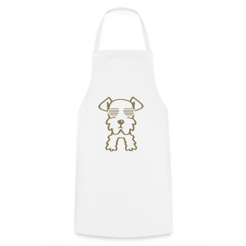 Schnauzer cool avec lunettes de soleil minimaliste - Tablier de cuisine - blanc - Devant - AI Model Male 185 dark (185cm)