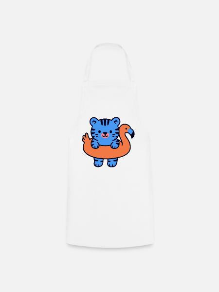 Kleiner schwebender blauer Tiger - Kochschürze - Weiß