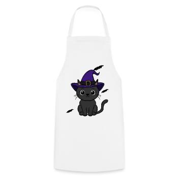 Katze Halloween - Kochschürze - Weiß - Vorne - AI Model Male 185 dark (185cm)