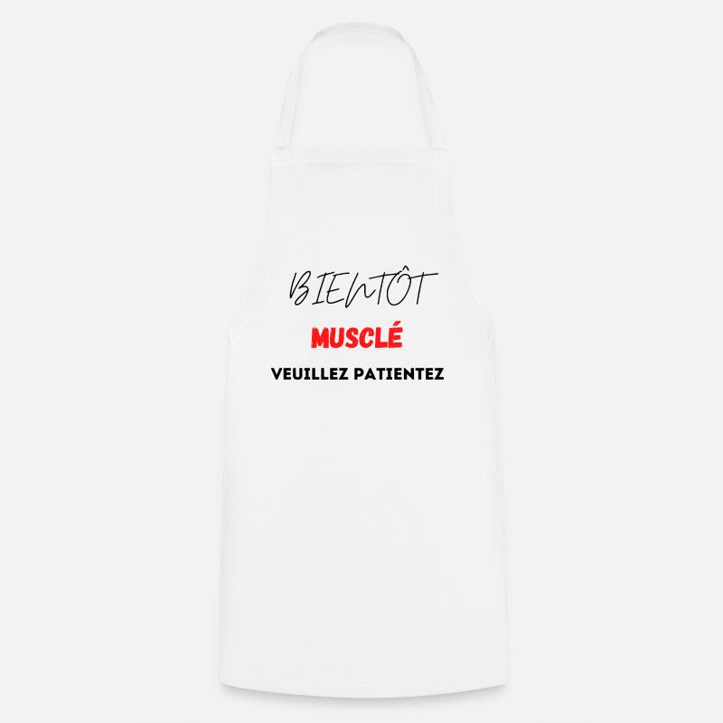 Muscular Design with Red Geometric Pattern - Cooking Apron - white