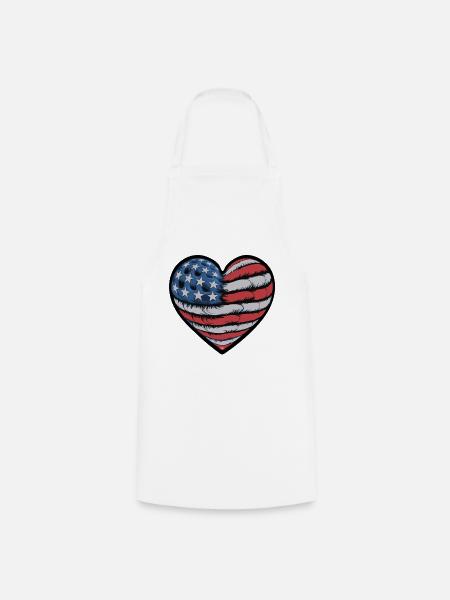 Patriotisches Herz mit US-Flaggen-Design - Kochschürze - Weiß
