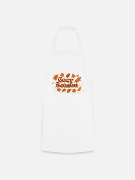 Herbstliche Cozy Season Motivgestaltung - Kochschürze - Weiß