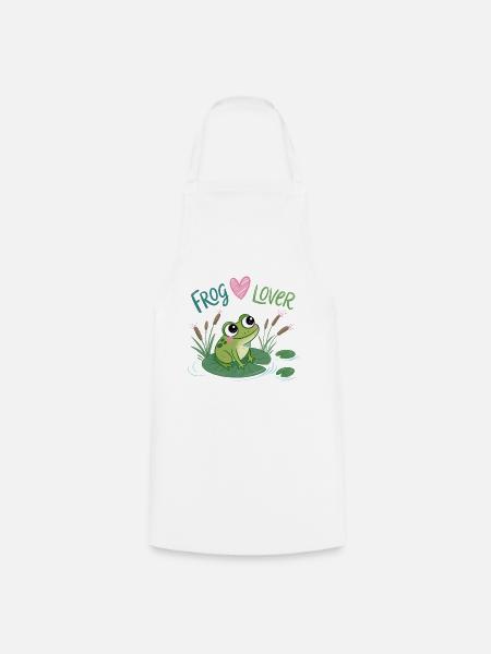 Verliebter Frosch auf Seerose - Kochschürze - Weiß