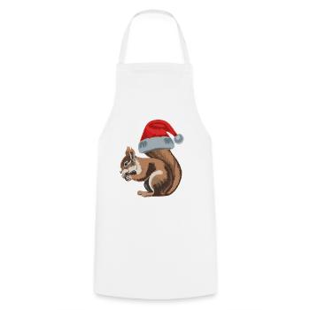 Cute squirrel with Santa hat - Cooking Apron - white - Front - AI Model Male 185 dark (185cm)