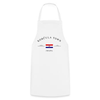 Korčula (Croatie) – Souvenir et cadeau de Noël - Tablier de cuisine - blanc - Devant - AI Model Male 185 dark (185cm)