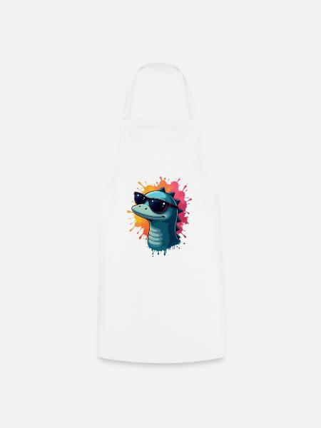 Cool Dino mit Sonnenbrille - Kochschürze - Weiß