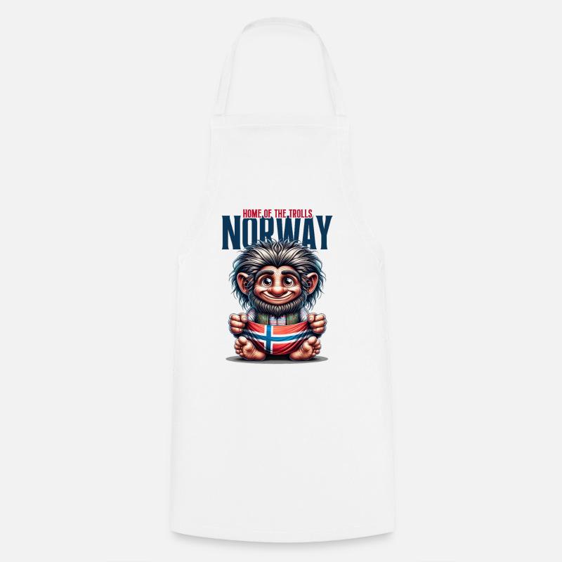 Troll norvégien avec drapeau - Tablier de cuisine - blanc