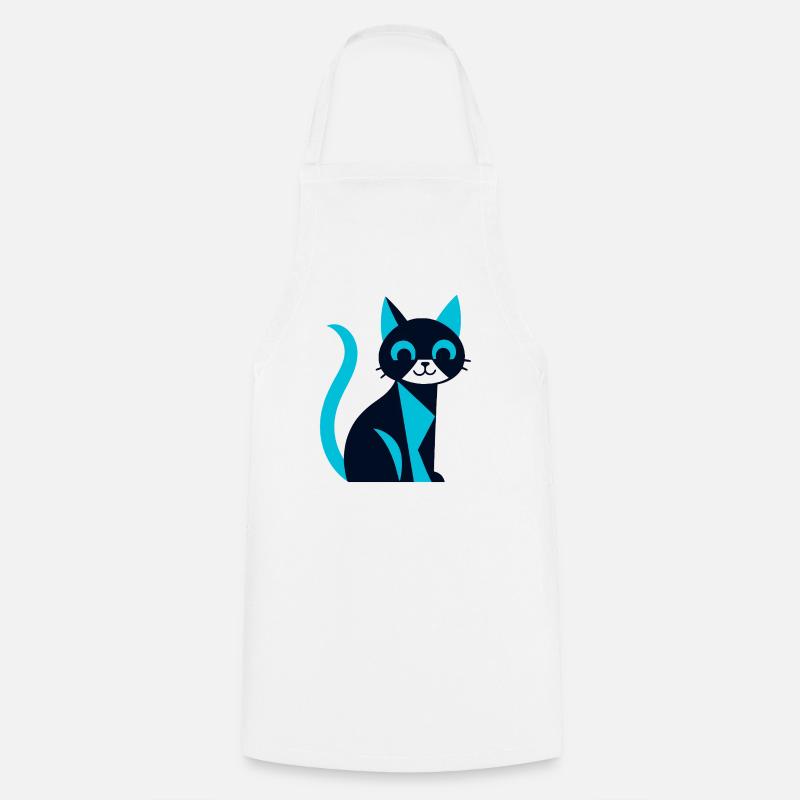 Black-blue cat with aw effect - Cooking Apron - white