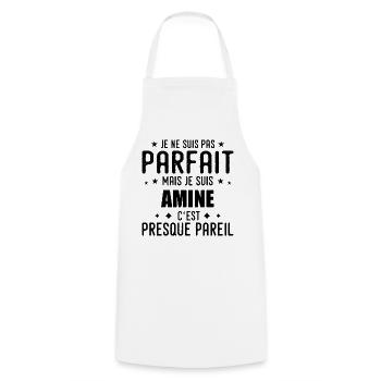 Amine : authentique, imparfait, top, perfection - Tablier de cuisine - blanc - Devant - AI Model Male 185 dark (185cm)