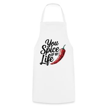 You Spicy Up My Life, Pepper Lover  - Cooking Apron - white - Front - AI Model Male 185 dark (185cm)