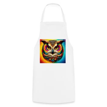 owl - Cooking Apron - white - Front - AI Model Male 185 dark (185cm)
