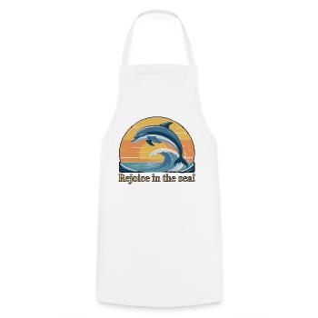 Dolphins Leaping at Sunset Design - Cooking Apron - white - Front - AI Model Male 185 dark (185cm)