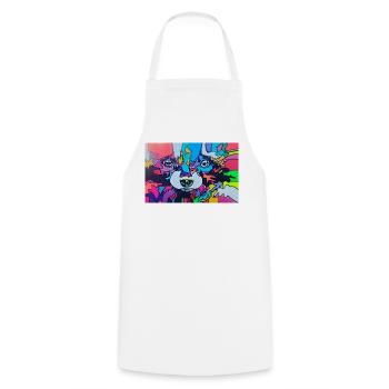 Colorful raccoon - Cooking Apron - white - Front - AI Model Male 185 dark (185cm)