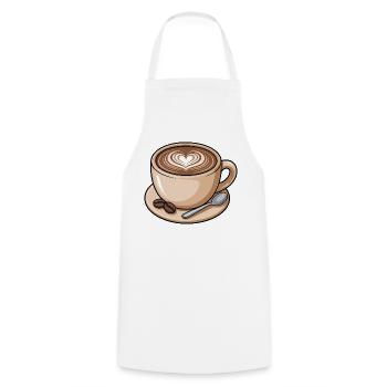 Heart-shaped Latte Art Coffee Mug - Cooking Apron - white - Front - AI Model Male 185 dark (185cm)