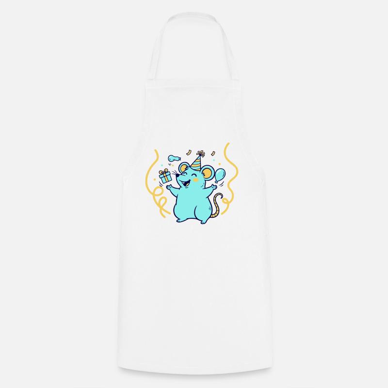Festive Time with Hat and Balloons - Cooking Apron - white