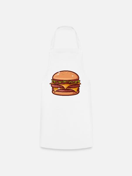 Saftiger Cheeseburger - Kochschürze - Weiß