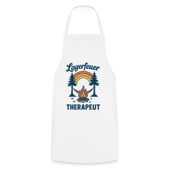 Campfire Therapist Camper Design for Camping - Cooking Apron - white - Front - AI Model Male 185 dark (185cm)