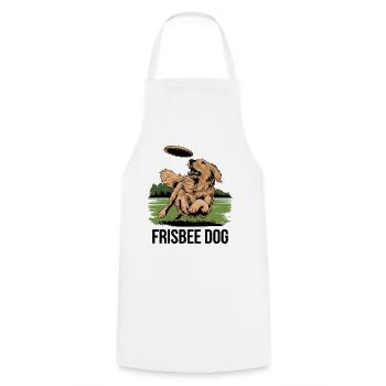 Aventure Frisbee Dog dans le parc avec votre fidèle compagnon - Tablier de cuisine - blanc - Devant - AI Model Male 185 dark (185cm)