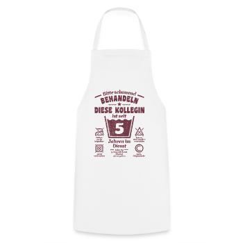 5 years of service - Treat gently - Colleague - Cooking Apron - white - Front - AI Model Male 185 dark (185cm)