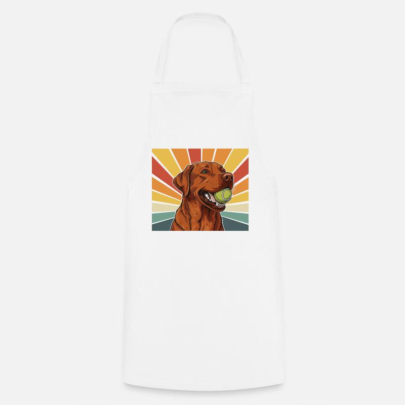 Fox Red Labrador  mit Ball im Maul Retro Design - Kochschürze - Weiß