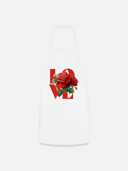 Romantisches Rosen-Liebes-Design - Kochschürze - Weiß