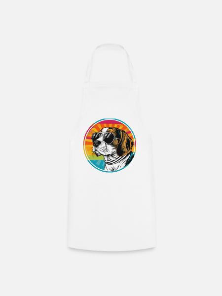 Sommerlicher Hund mit Sonnenbrille - Kochschürze - Weiß