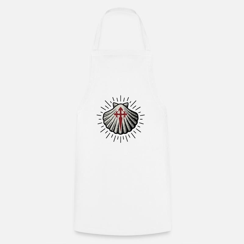 Coquille Saint-Jacques avec Croix de Saint-Jacques-de-Compostelle - Tablier de cuisine - blanc