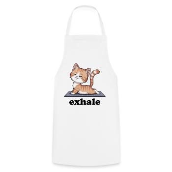 Exhale Yoga Quote Cute Cat - Cooking Apron - white - Front - AI Model Male 185 dark (185cm)