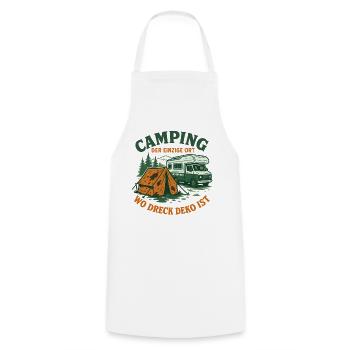 Camping the only place where dirt is decoration - Cooking Apron - white - Front - AI Model Male 185 dark (185cm)