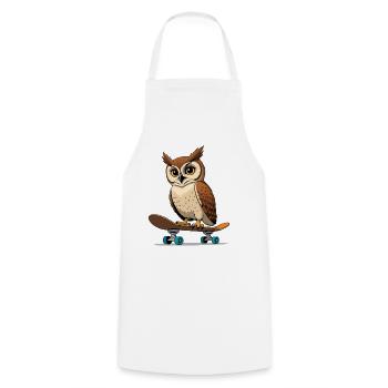 Owl on skateboard in comic style - Cooking Apron - white - Front - AI Model Male 185 dark (185cm)