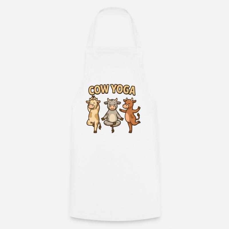 Illustration de yoga de vache - Tablier de cuisine - blanc