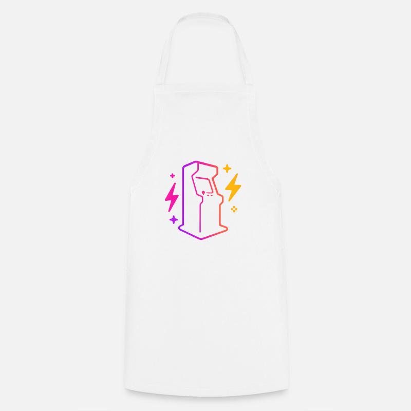 Retro Neon Arcade Game Outline - Cooking Apron - white
