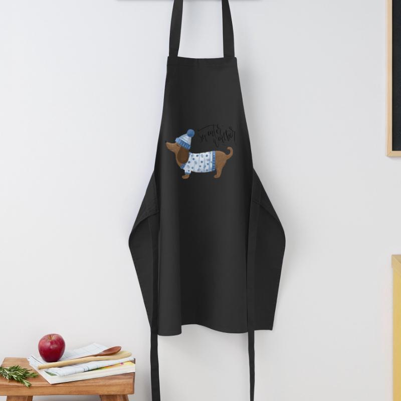 Teckel avec pull et chapeau Pull Météo bleu Tablier de cuisine