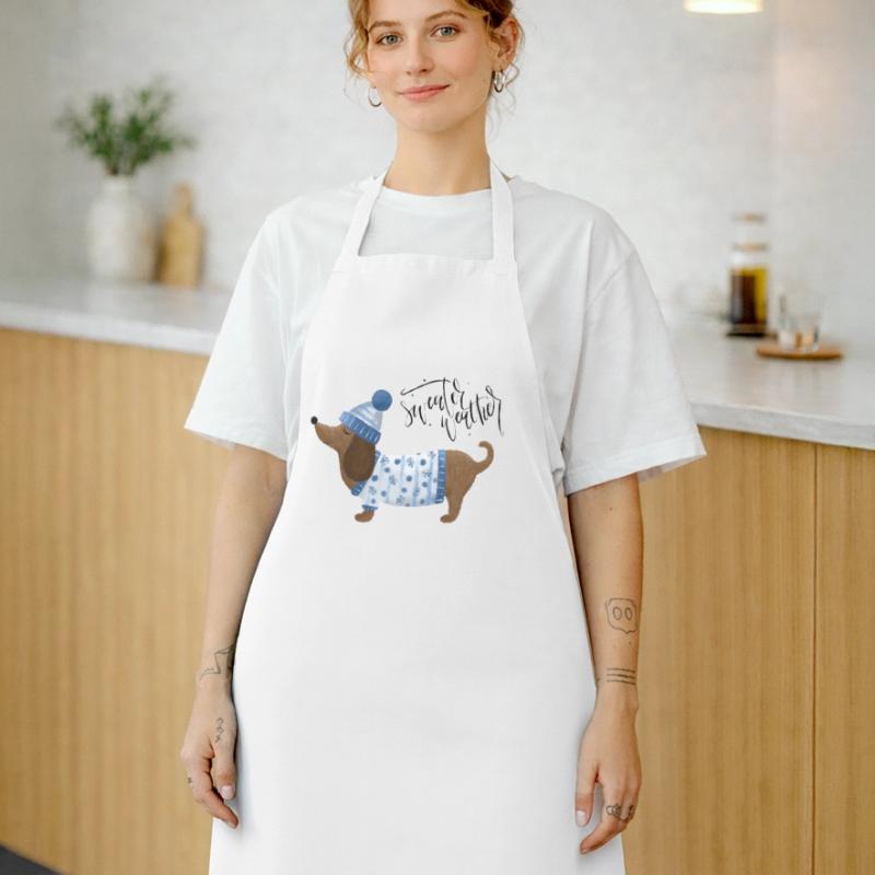 Teckel avec pull et chapeau Pull Météo bleu Tablier de cuisine