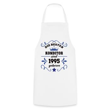 Confectioner Birthday Vintage 1995 Baker Bldg. 95 - Cooking Apron - white - Front - AI Model Male 185 dark (185cm)