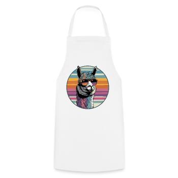 Llama with retro style sunglasses - Cooking Apron - white - Front - AI Model Male 185 dark (185cm)