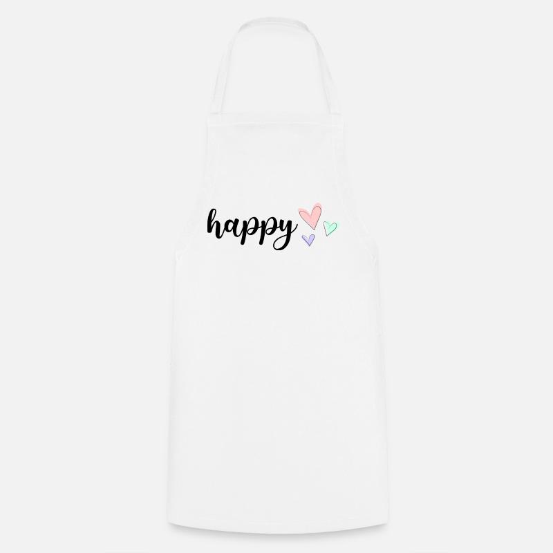 Happy Vibes, Playful Heart Pattern on Pastel - Cooking Apron - white