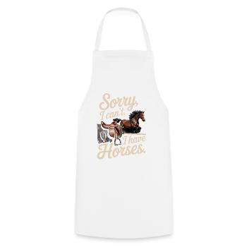 Désolé, je ne peux pas, j’ai des chevaux... - Tablier de cuisine - blanc - Devant - AI Model Male 185 dark (185cm)