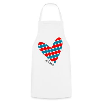 HEART. COUPLE. VALENTINE'S DAY. JUST MARRIED. Bachelorette party. - Cooking Apron - white - Front - AI Model Male 185 dark (185cm)