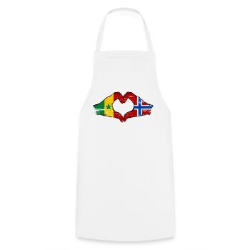 Sénégal Norvège drapeau mains forme de coeur utilisé - Tablier de cuisine - blanc - Devant - AI Model Male 185 dark (185cm)