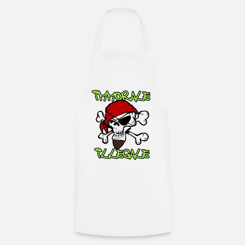 Crâne Pirate TShirt Design - Tablier de cuisine - blanc